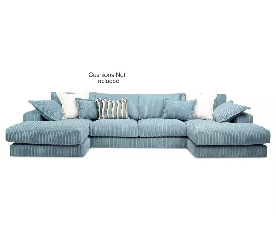 Rest Jumbo Cord Fabric Double Ended Chaise Sofa with Footstool in Sky Blue Rest Jumbo Cord Fabric Double Ended Chaise Sofa with Footstool in Sky Blue - Image 2