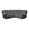Roma Jumbo Cord with Leather 4-5 Seater Corner Recliner Sofa in Grey with Black