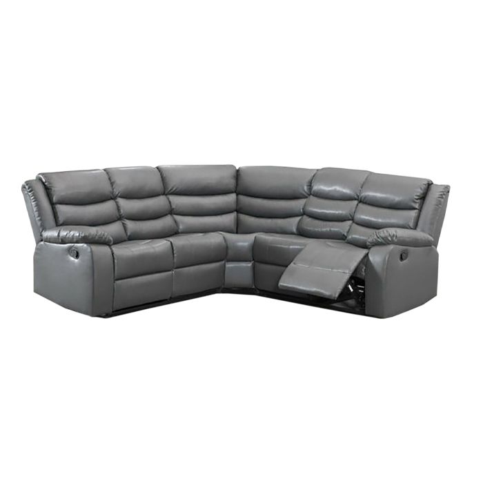 Roma Leather Grey 4-5 Seater Corner Recliner Sofa in Grey roma corner recliner sofa leather grey