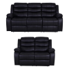 Roma Leather Black Sofa 3+2 Seater Recliner Sofa in Black