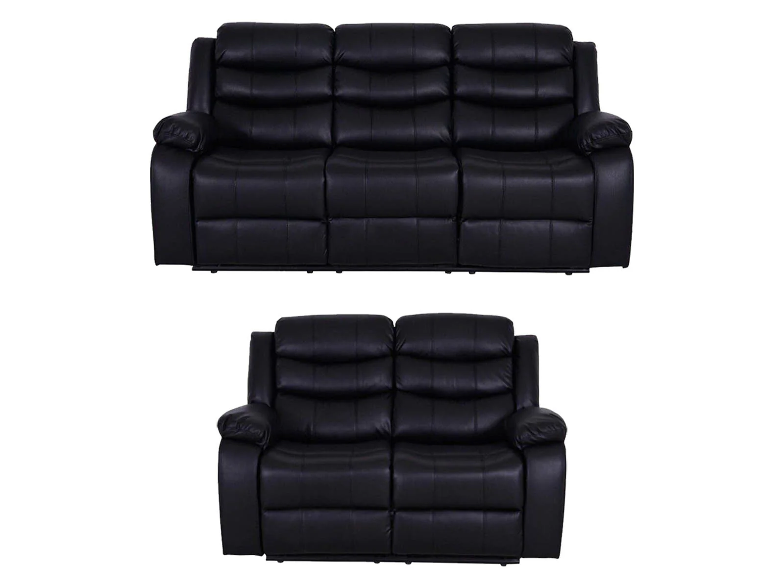 Roma Leather Black Sofa 3+2 Seater Recliner Sofa in Black Roma Leather Black Sofa 3+2 Seater Recliner Sofa in Black