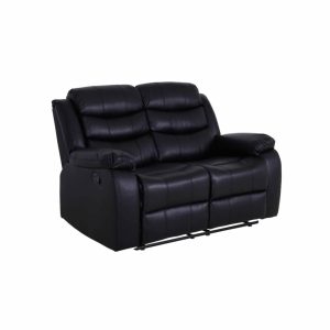 Roma Leather Black Sofa 3+2 Seater Recliner Sofa in Black Roma Leather Black Sofa 3+2 Seater Recliner Sofa in Black - Image 9