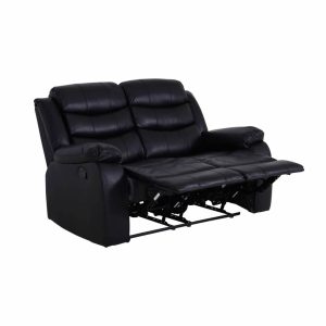 Roma Leather Black Sofa 3+2 Seater Recliner Sofa in Black Roma Leather Black Sofa 3+2 Seater Recliner Sofa in Black - Image 11