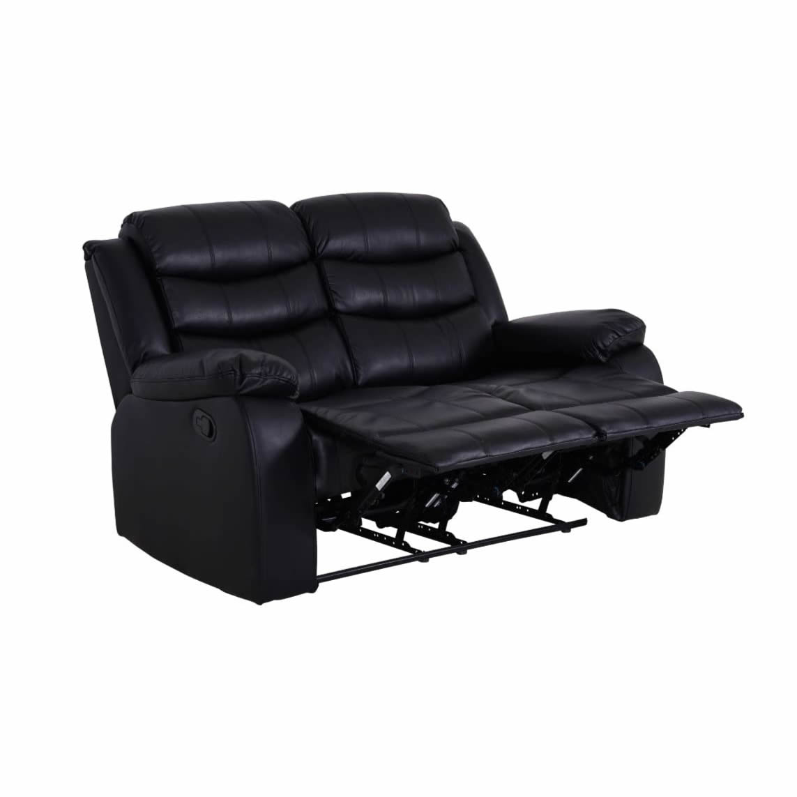 Roma Leather Black Sofa 3+2 Seater Recliner Sofa in Black Roma Leather Black Sofa 3+2 Seater Recliner Sofa in Black - Image 11