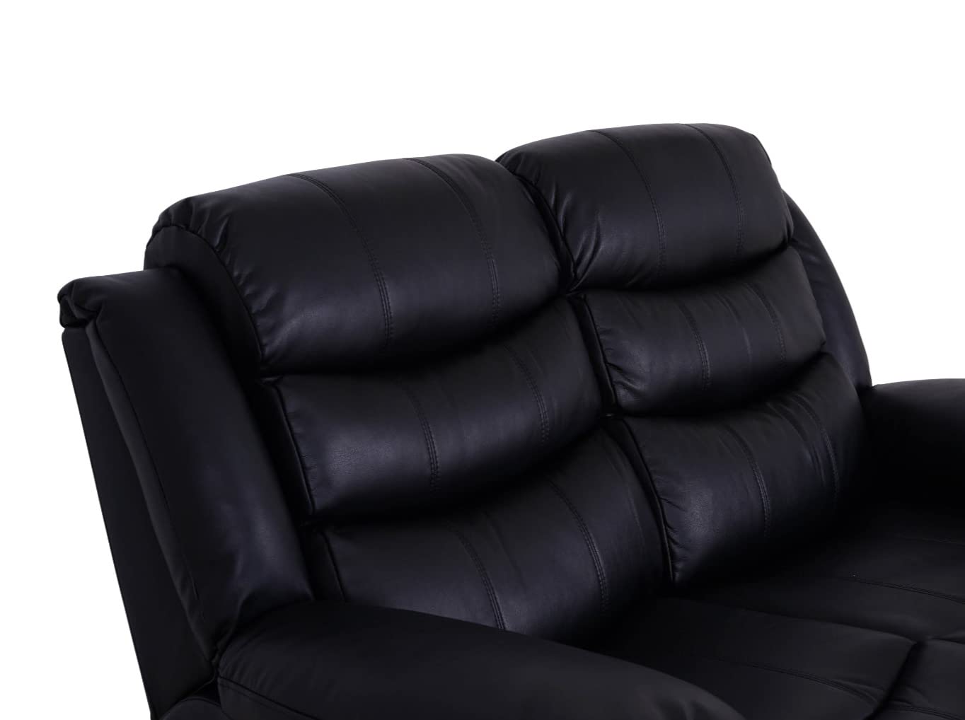 Roma Leather Black Sofa 3+2 Seater Recliner Sofa in Black Roma Leather Black Sofa 3+2 Seater Recliner Sofa in Black - Image 10