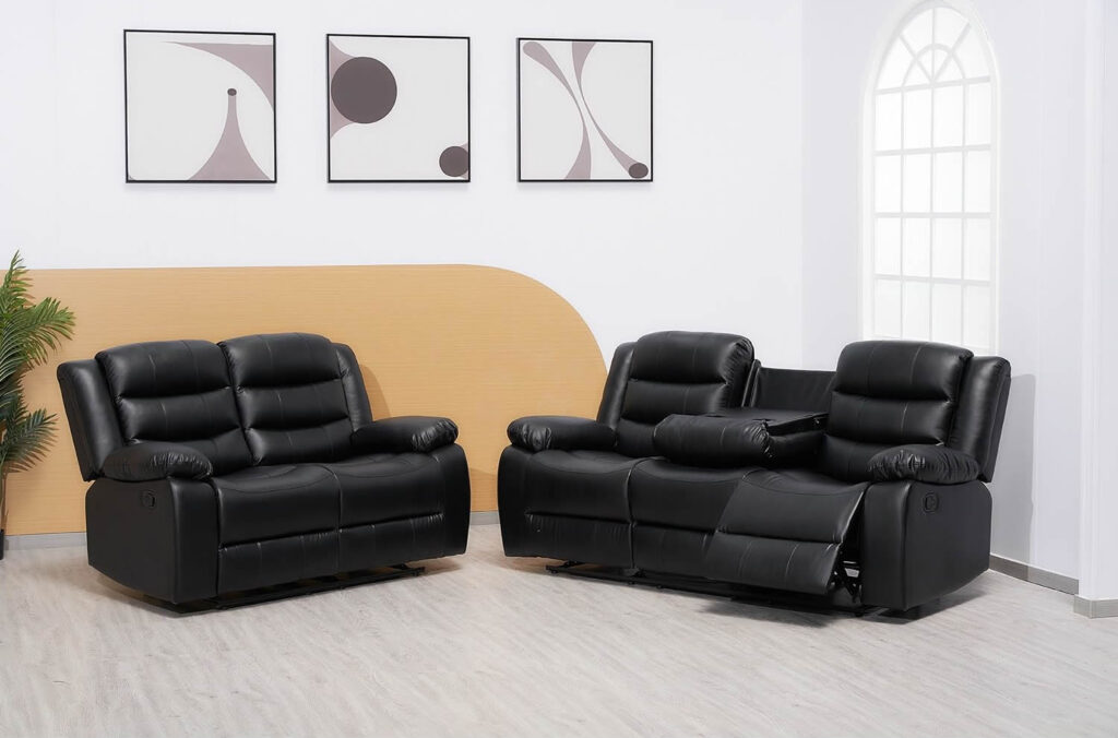 ROMA LEATHER BLACK 3+2