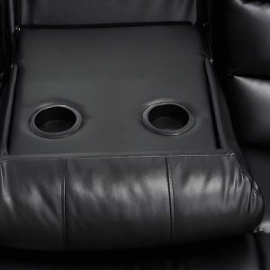 Roma Leather Black Sofa 3+2 Seater Recliner Sofa in Black Roma Leather Black Sofa 3+2 Seater Recliner Sofa in Black - Image 13