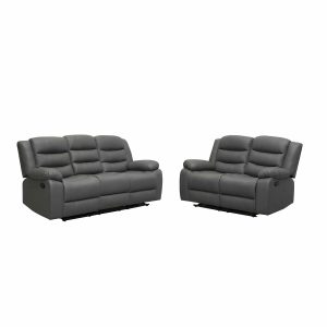 Alternative view of Roma Leather Grey Sofa 3+2 Seater Recliner Sofa in Grey