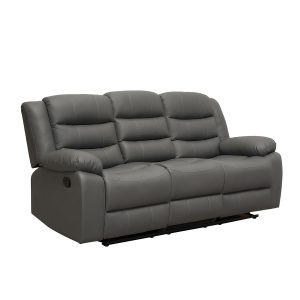 Roma Leather Grey Sofa 3+2 Seater Recliner Sofa in Grey - Image 4