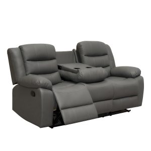 Roma Leather Grey Sofa 3+2 Seater Recliner Sofa in Grey - Image 5