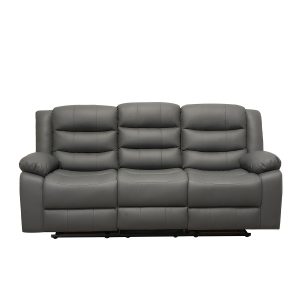 Roma Leather Grey Sofa 3+2 Seater Recliner Sofa in Grey - Image 3