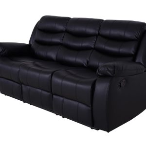 Roma Leather Black Sofa 3+2 Seater Recliner Sofa in Black Roma Leather Black Sofa 3+2 Seater Recliner Sofa in Black - Image 6