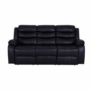 Alternative view of Roma Leather Black Sofa 3+2 Seater Recliner Sofa in Black