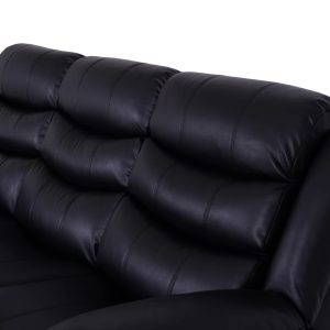 Roma Leather Black Sofa 3+2 Seater Recliner Sofa in Black Roma Leather Black Sofa 3+2 Seater Recliner Sofa in Black - Image 7