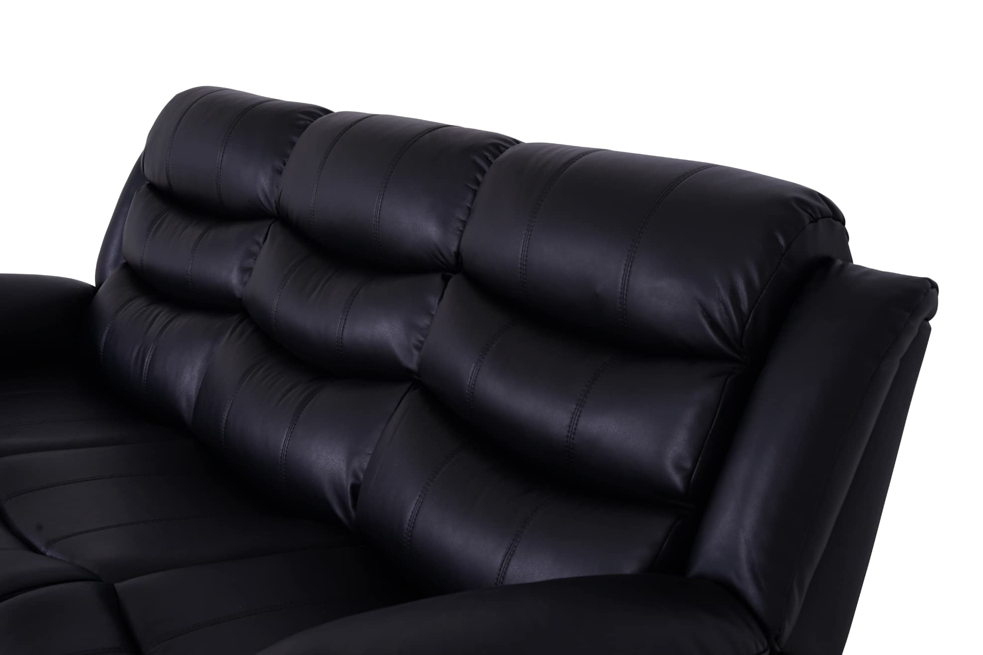 Roma Leather Black Sofa 3+2 Seater Recliner Sofa in Black Roma Leather Black Sofa 3+2 Seater Recliner Sofa in Black - Image 7