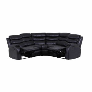 Roma Leather Black 4-5 Seater Corner Recliner Sofa in Black Roma Leather Black 4-5 Seater Corner Recliner Sofa in Black - Image 3
