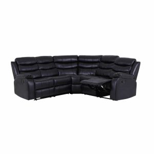 Alternative view of Roma Leather Black 4-5 Seater Corner Recliner Sofa in Black