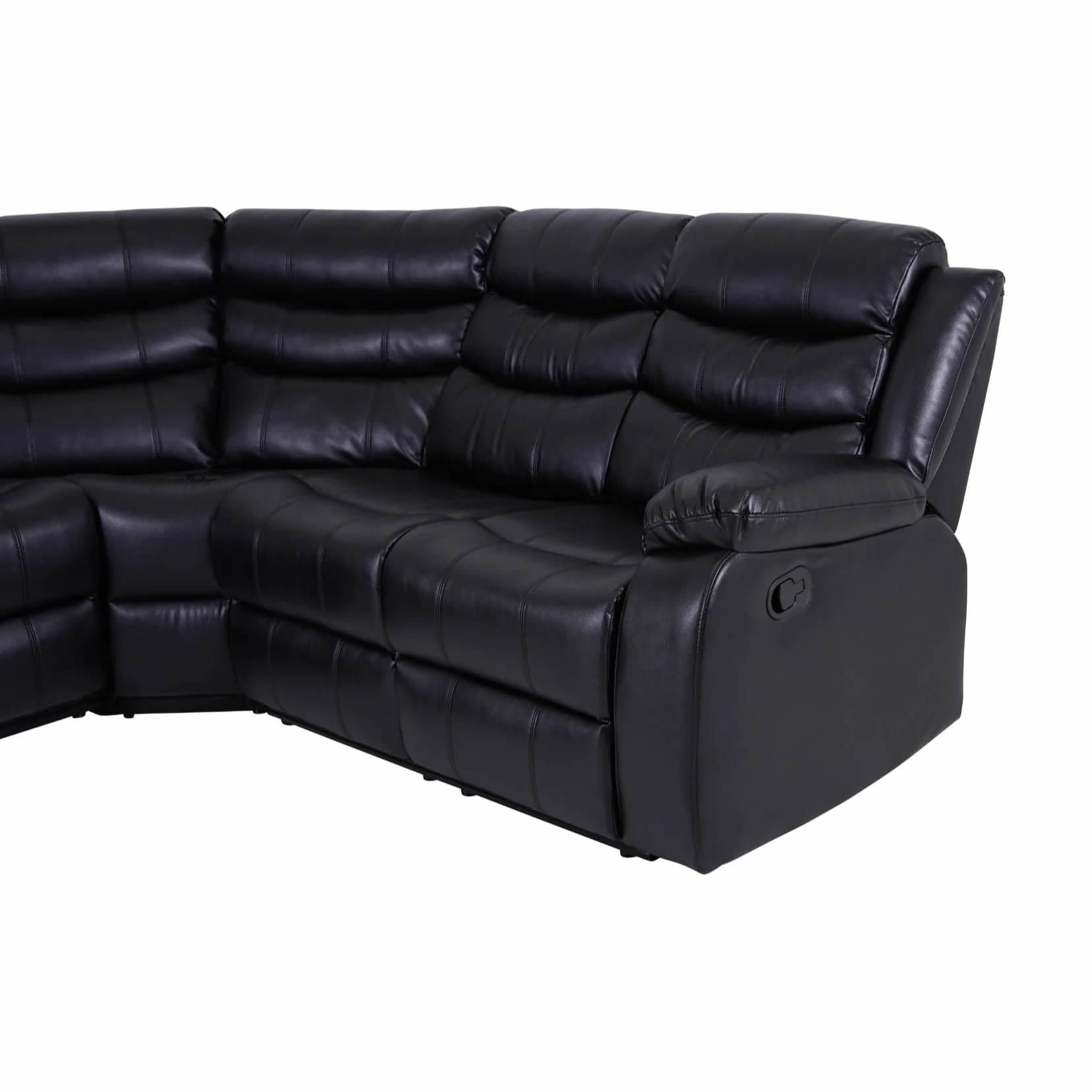 Roma Leather Black 4-5 Seater Corner Recliner Sofa in Black Roma Leather Black 4-5 Seater Corner Recliner Sofa in Black - Image 5