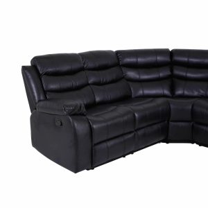 Roma Leather Black 4-5 Seater Corner Recliner Sofa in Black Roma Leather Black 4-5 Seater Corner Recliner Sofa in Black - Image 4