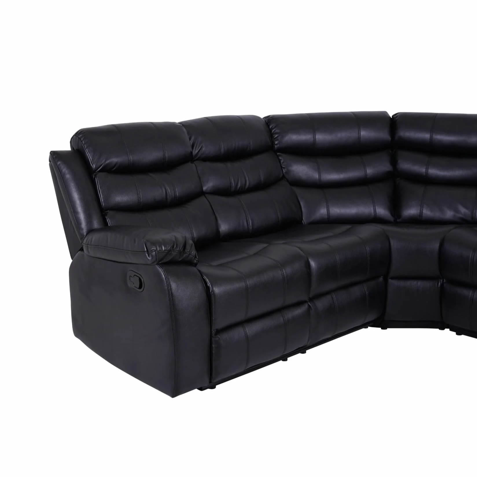 Roma Leather Black 4-5 Seater Corner Recliner Sofa in Black Roma Leather Black 4-5 Seater Corner Recliner Sofa in Black - Image 4