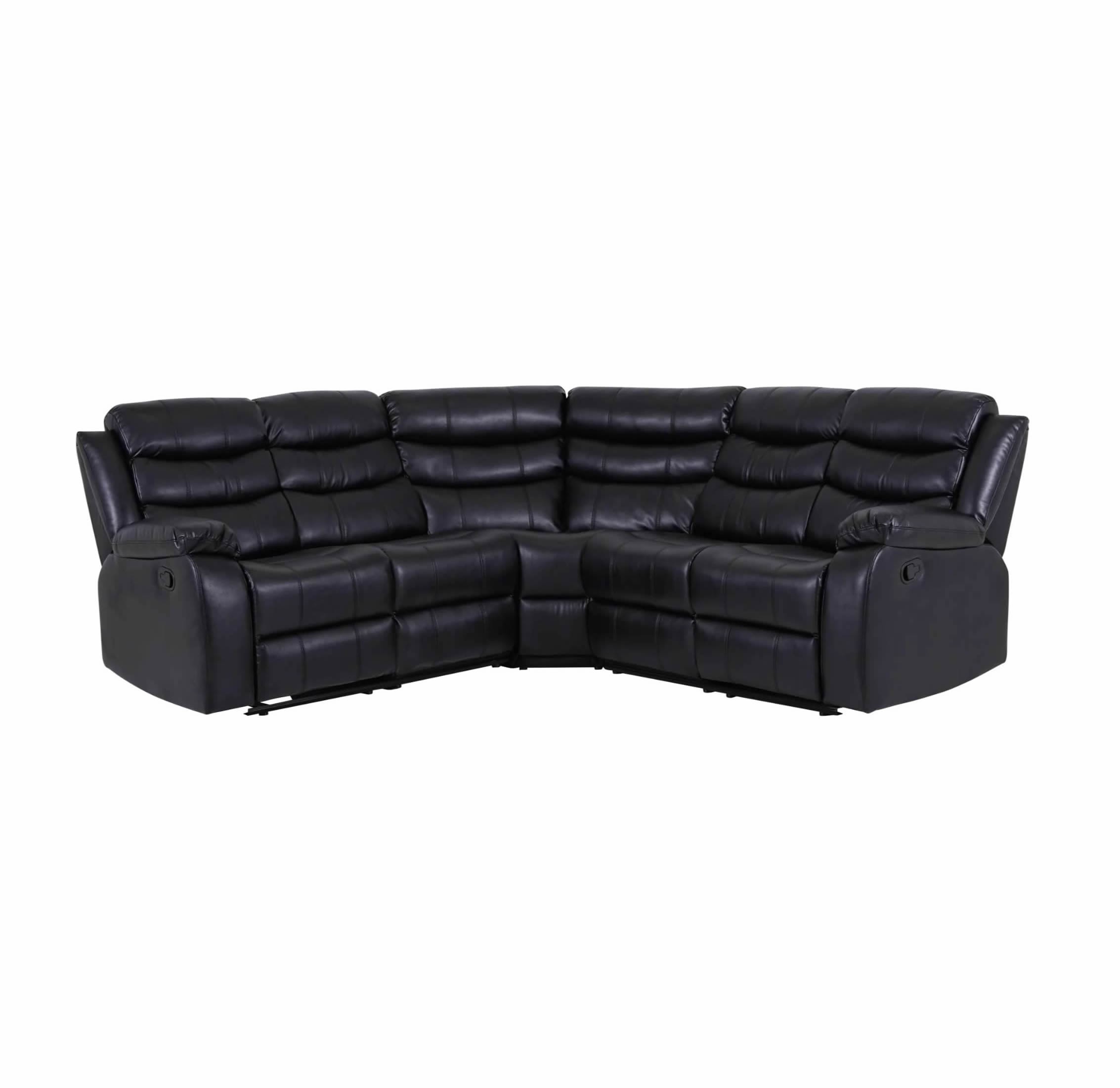 Roma Leather Black 4-5 Seater Corner Recliner Sofa in Black Roma Leather Black 4-5 Seater Corner Recliner Sofa in Black