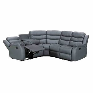 Roma Leather Grey 4-5 Seater Corner Recliner Sofa in Grey Roma Leather Grey 4-5 Seater Corner Recliner Sofa in Grey - Image 3