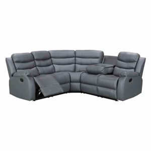 Roma Leather Grey 4-5 Seater Corner Recliner Sofa in Grey Roma Leather Grey 4-5 Seater Corner Recliner Sofa in Grey - Image 2