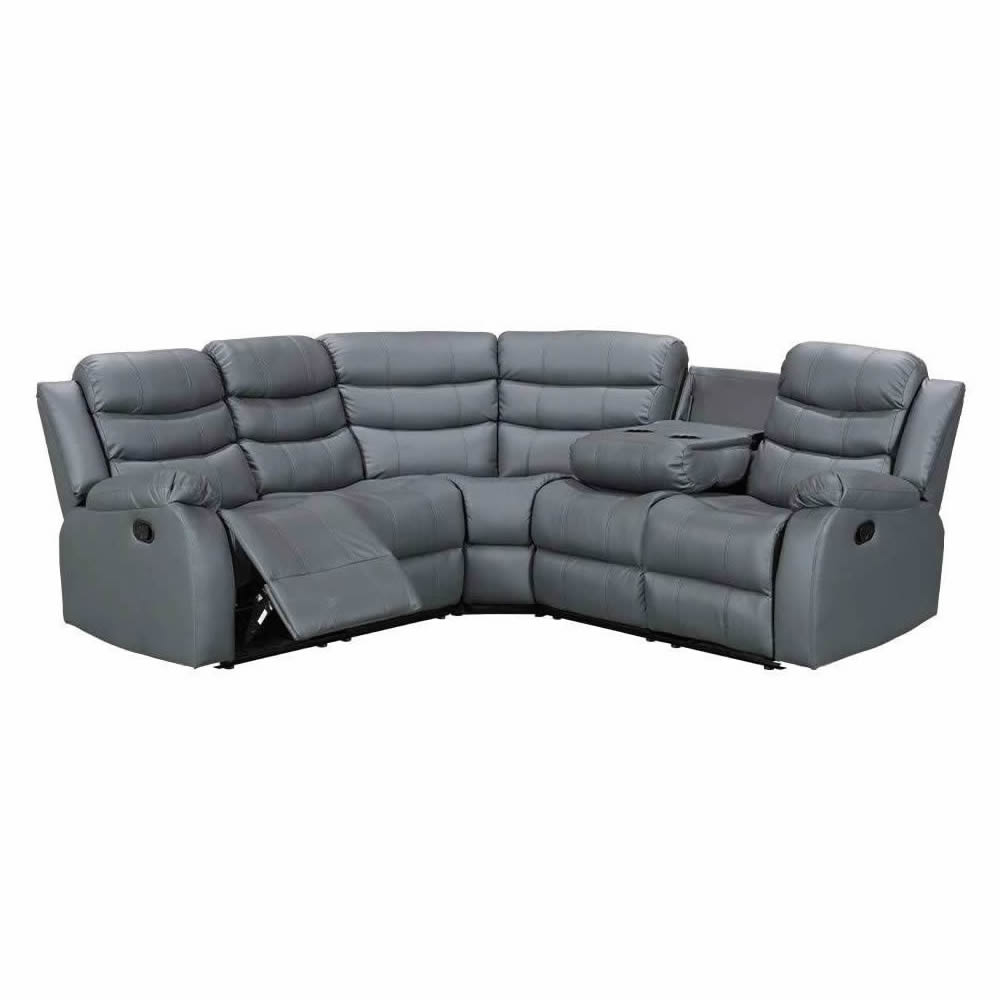 Roma Leather Grey 4-5 Seater Corner Recliner Sofa in Grey Roma Leather Grey 4-5 Seater Corner Recliner Sofa in Grey - Image 2