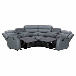 Roma Leather Grey 4-5 Seater Corner Recliner Sofa in Grey Roma Leather Grey 4-5 Seater Corner Recliner Sofa in Grey - Image 4