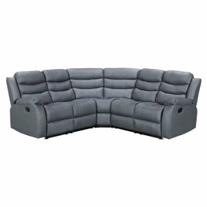 Roma Leather Grey 4-5 Seater Corner Recliner Sofa in Grey