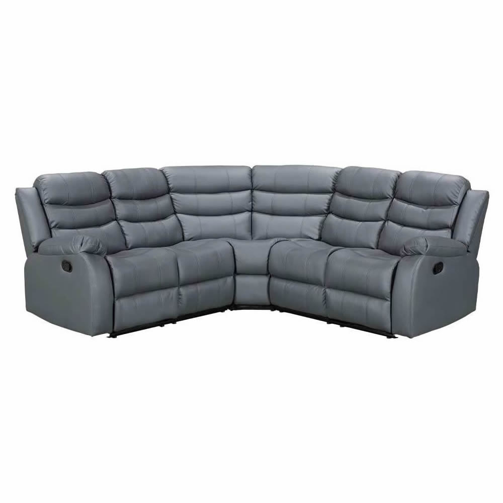 Roma Leather Grey 4-5 Seater Corner Recliner Sofa in Grey Roma Leather Grey 4-5 Seater Corner Recliner Sofa in Grey