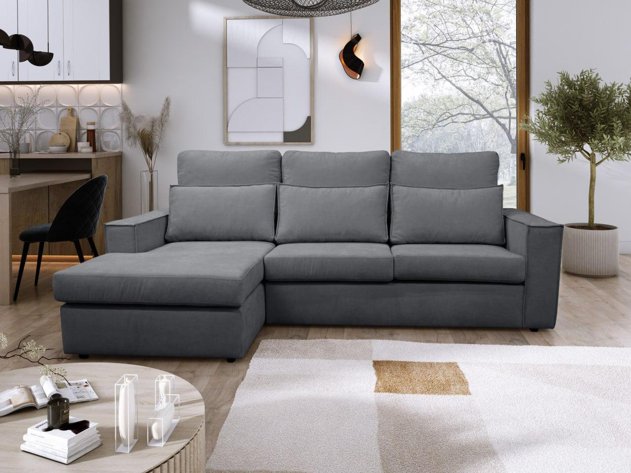 Soho Linen L-Shape 4 Seater Fabric Corner Sofa in Grey Soho Linen L-Shape 4 Seater Fabric Corner Sofa in Grey - Image 2
