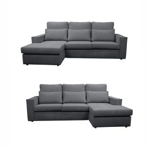 Soho Linen L-Shape 4 Seater Fabric Corner Sofa in Grey