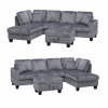 Vienna Jumbo Cord L-Shaped Corner Sofa with Storage Ottoman Footstool & Drop Down Table in Grey