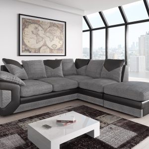 Dino Jumbo Cord with Leather 4-5 Seater Fabric Corner Sofa in Grey with Black Dino Jumbo Cord with Leather 4-5 Seater Fabric Corner Sofa in Grey with Black - Image 4