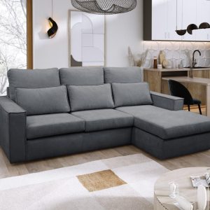Soho Linen L-Shape 4 Seater Fabric Corner Sofa in Grey Soho Linen L-Shape 4 Seater Fabric Corner Sofa in Grey - Image 4