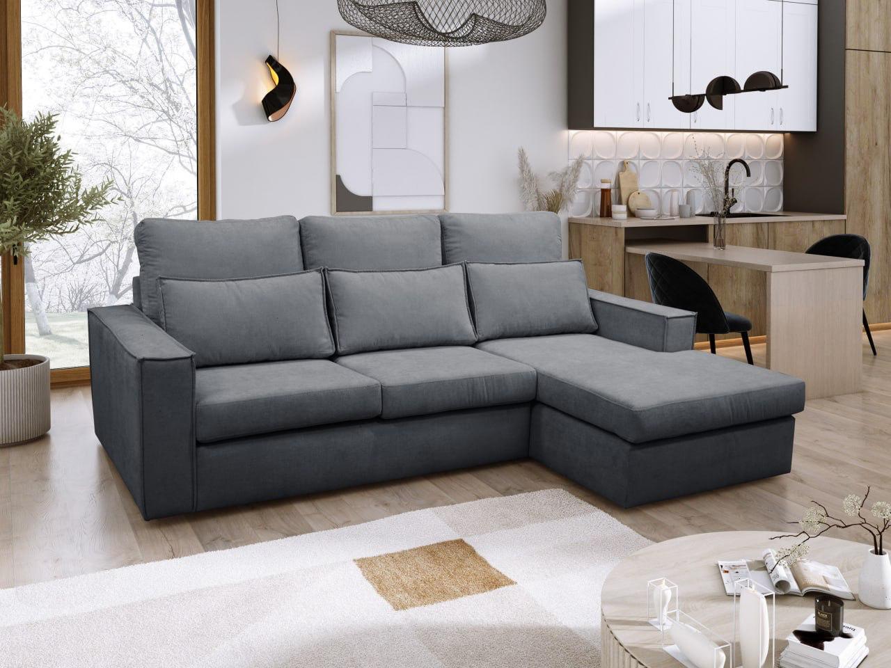 Soho Linen L-Shape 4 Seater Fabric Corner Sofa in Grey Soho Linen L-Shape 4 Seater Fabric Corner Sofa in Grey - Image 4