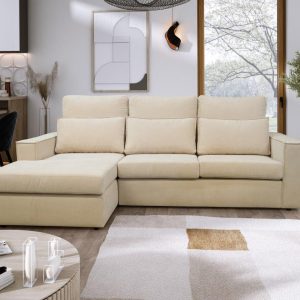 Alternative view of Soho Linen L-Shape 4 Seater Fabric Corner Sofa in Beige
