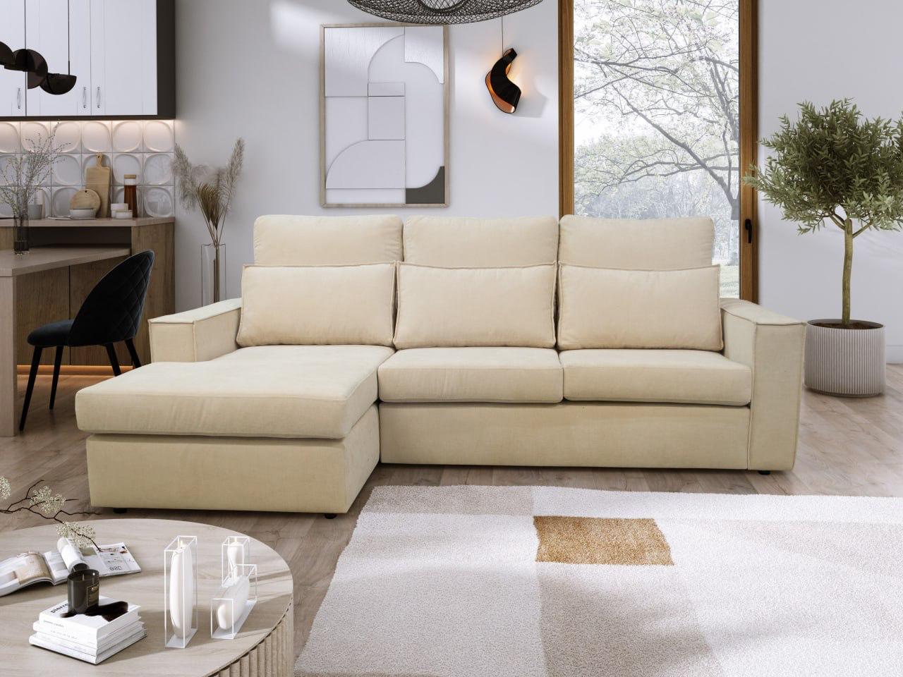 Soho Linen L-Shape 4 Seater Fabric Corner Sofa in Beige Soho Linen L-Shape 4 Seater Fabric Corner Sofa in Beige - Image 2