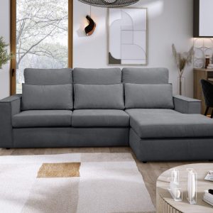 Soho Linen L-Shape 4 Seater Fabric Corner Sofa in Grey Soho Linen L-Shape 4 Seater Fabric Corner Sofa in Grey - Image 3