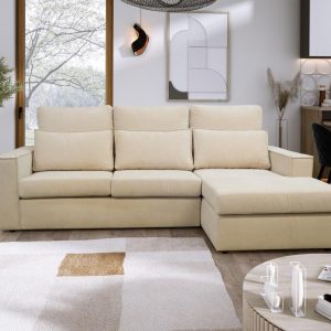 Soho Linen L-Shape 4 Seater Fabric Corner Sofa in Beige Soho Linen L-Shape 4 Seater Fabric Corner Sofa in Beige - Image 3