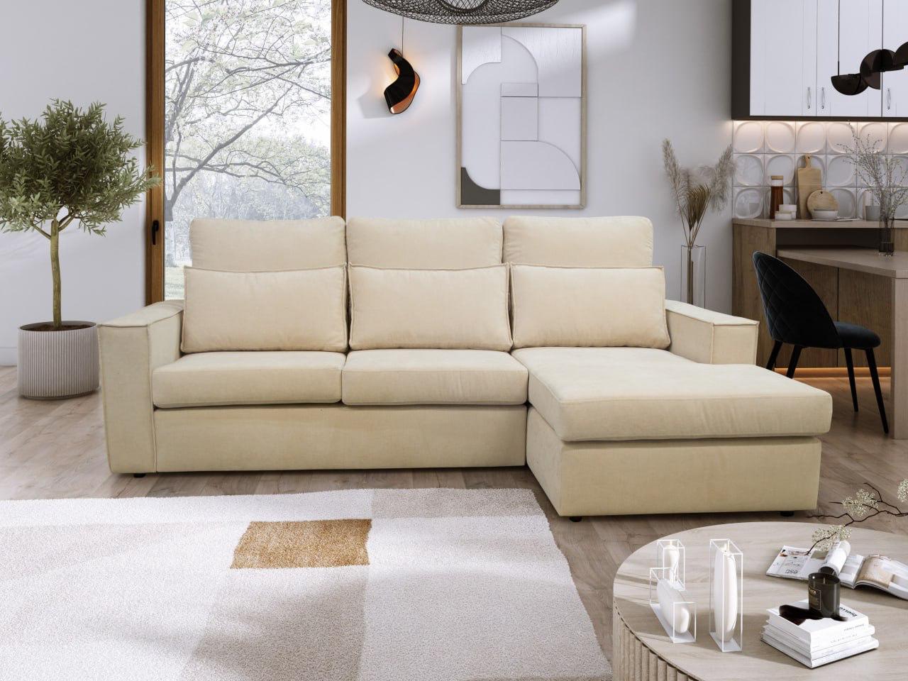 Soho Linen L-Shape 4 Seater Fabric Corner Sofa in Beige Soho Linen L-Shape 4 Seater Fabric Corner Sofa in Beige - Image 3