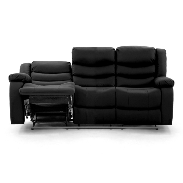 Roma Leather Black Sofa 3+2 Seater Recliner Sofa in Black Roma Leather Black Sofa 3+2 Seater Recliner Sofa in Black - Image 3