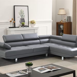 Fidenza Leather 4-5 Seater Corner Sofa in Grey Fidenza Leather 4-5 Seater Corner Sofa in Grey - Image 3