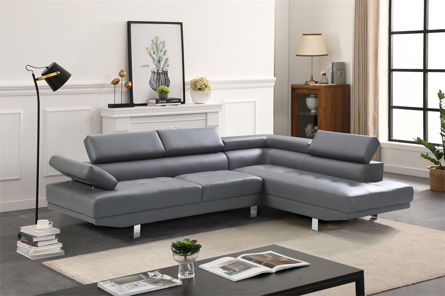 Fidenza Leather 4-5 Seater Corner Sofa in Grey Fidenza Leather 4-5 Seater Corner Sofa in Grey - Image 3