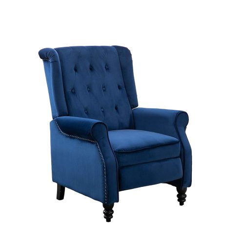 Althorpe Blue Main Althorpe Velvet Blue Push Back Recliner Armchair